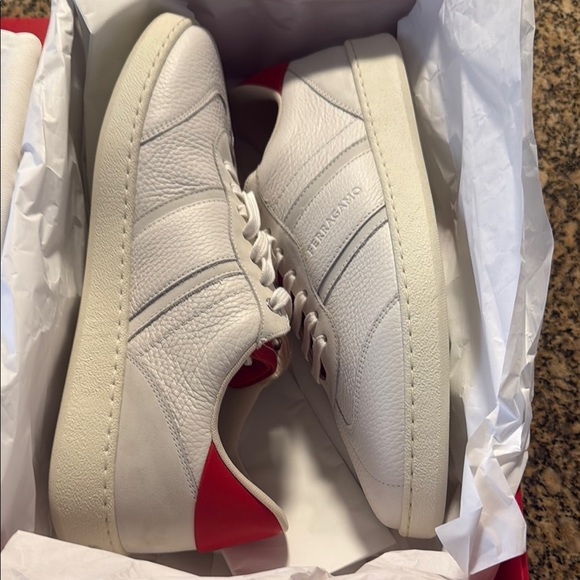 Salvatore Ferragamo Men's White and Red Sneakers - Picture 1 of 10
